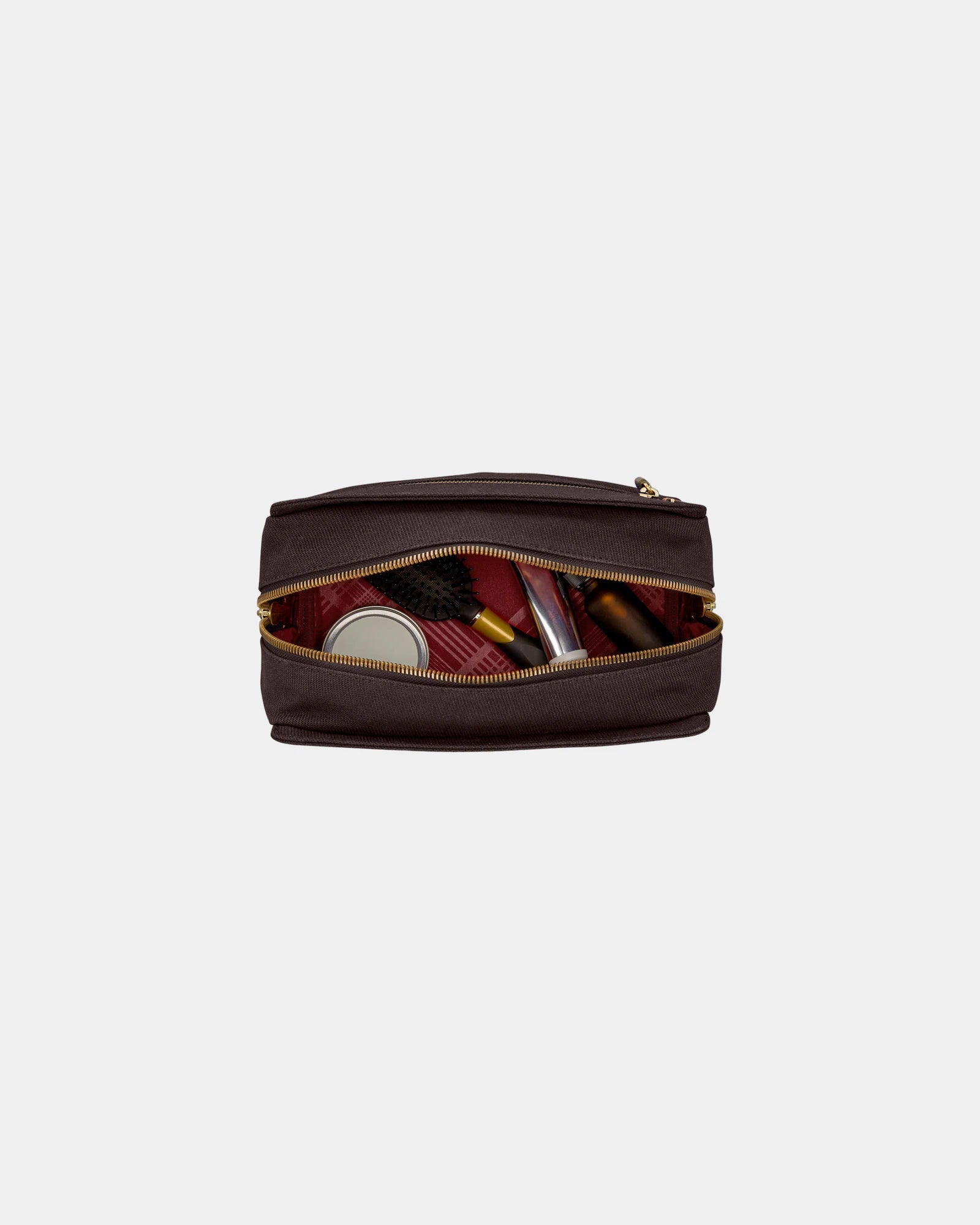 Branded cotton canvas travel kit with leather accents - Oak